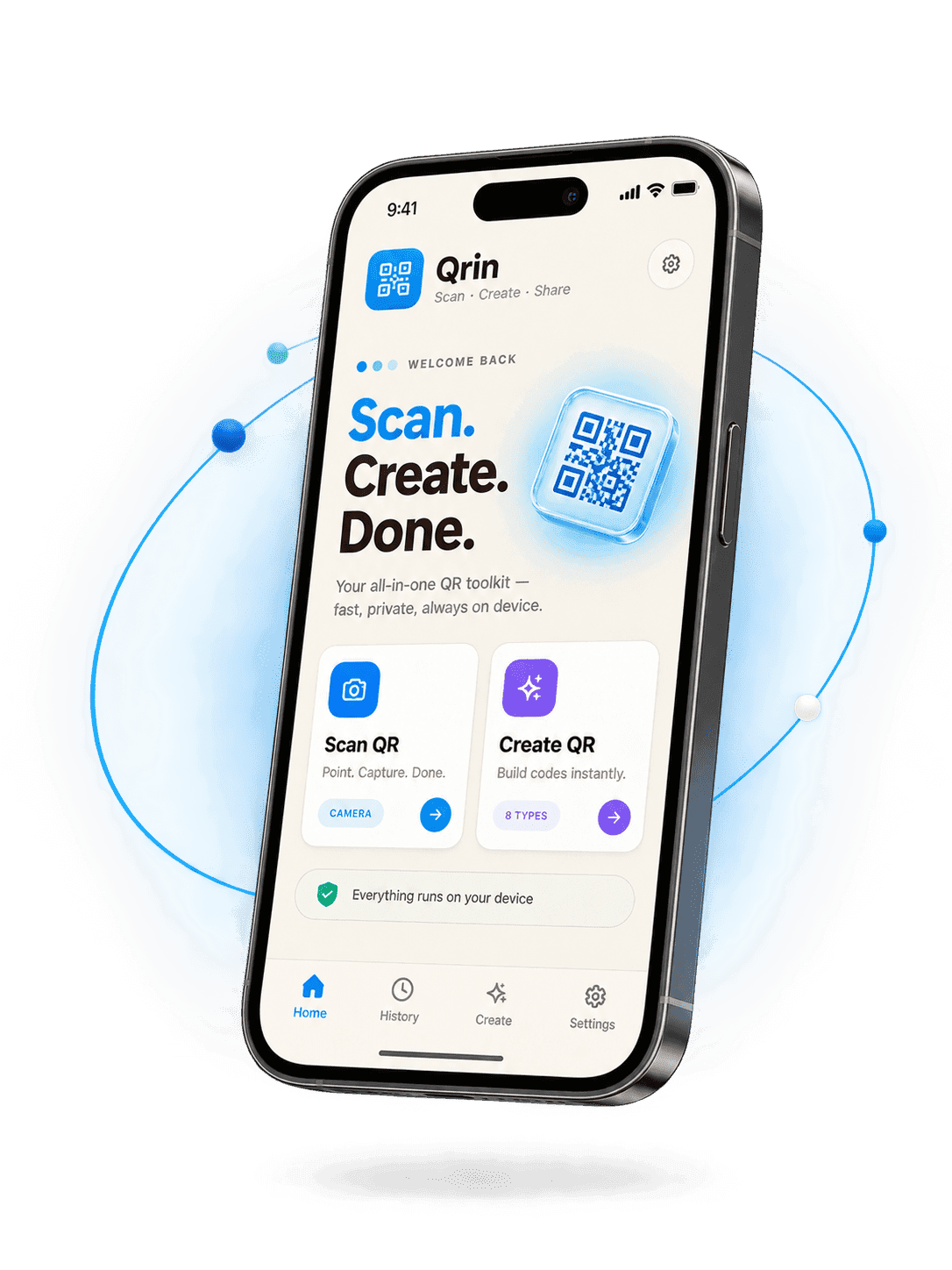 Qrin app home screen